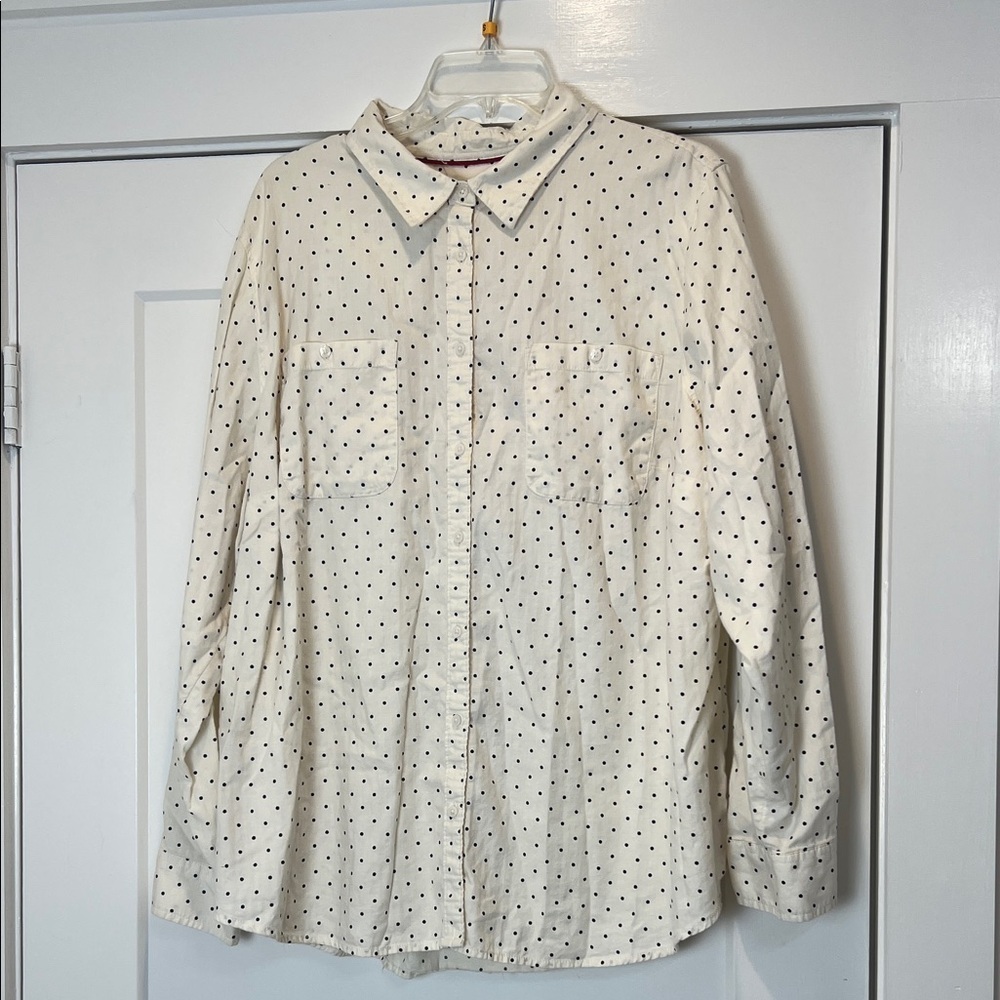 St. John's Bay Cream and Black Polka Dot Shirt size 3X.